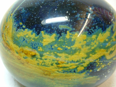 (image for) Mdina 'Blue Summer' Maltese Glass Paperweight - Click Image to Close