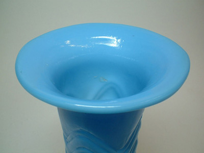 (image for) Victorian 1900's Mould Blown Blue Milk Glass Vase - Click Image to Close