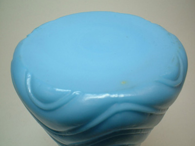 (image for) Victorian 1900's Mould Blown Blue Milk Glass Vase - Click Image to Close