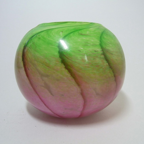 (image for) Maltese Mtarfa Pink & Green Glass Spherical Vase - Click Image to Close