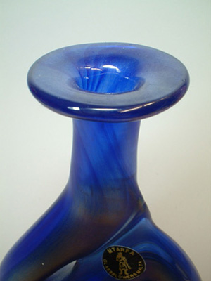 (image for) Maltese Mtarfa Organic Iridescent Blue Art Glass Vase - Click Image to Close