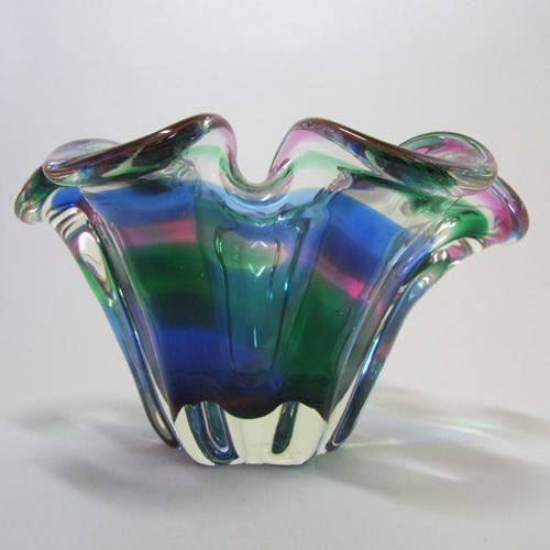 (image for) Iwatsu Hineri Japanese Multicoloured Cased Glass Bowl - Click Image to Close