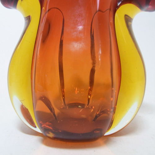 (image for) Murano/Sommerso Amber Glass Organic Sculpture Vase - Click Image to Close