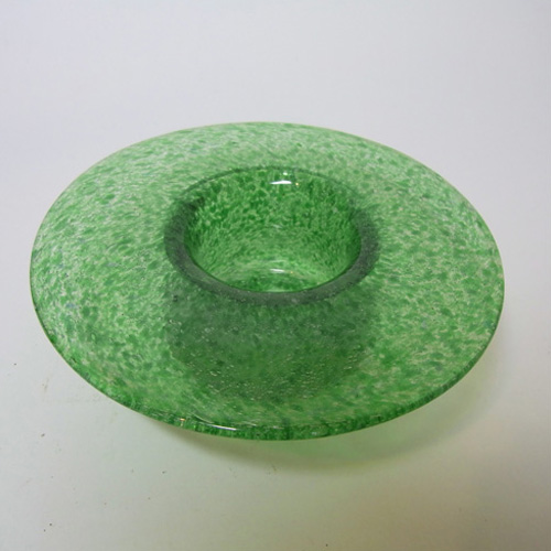 Clouded Green Bubbly Glass Posy Bowl - Click Image to Close