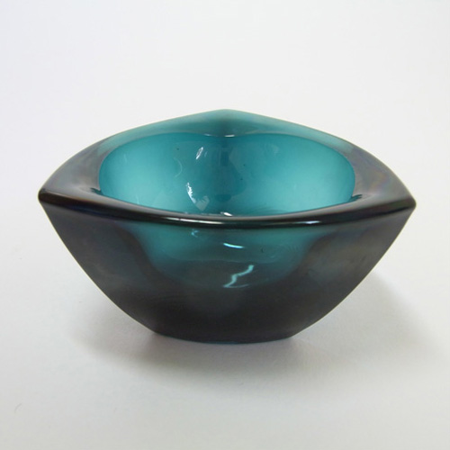 (image for) Nuutajarvi Notsjo Turquoise Glass 'Häränsilmä' Bowl by Kaj Franck - Click Image to Close