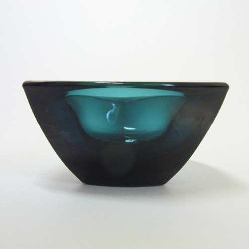 Nuutajarvi Notsjo Turquoise Glass 'Häränsilmä' Bowl by Kaj Franck - Click Image to Close