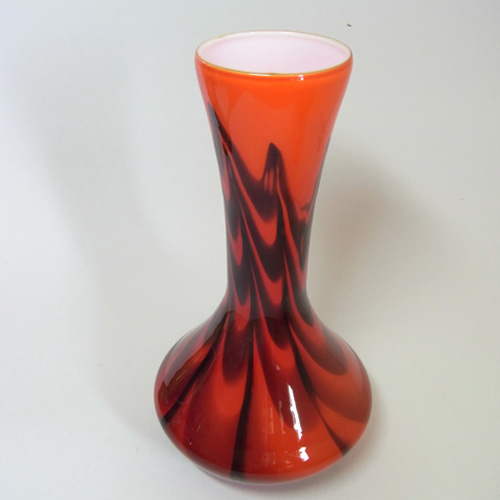 (image for) V.B. Opaline Florence Italian Marbled Art Orange Glass Vase - Click Image to Close