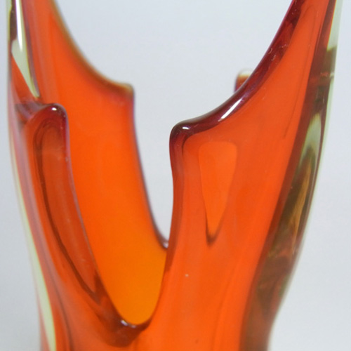(image for) Murano/Venetian Orange & Uranium Green Sommerso Glass Vase - Click Image to Close