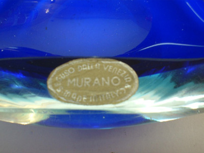 (image for) Seguso Dalla Venezia Murano Sommerso Glass Geode Bowl - Click Image to Close