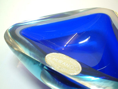 Seguso Dalla Venezia Murano Sommerso Glass Geode Bowl - Click Image to Close