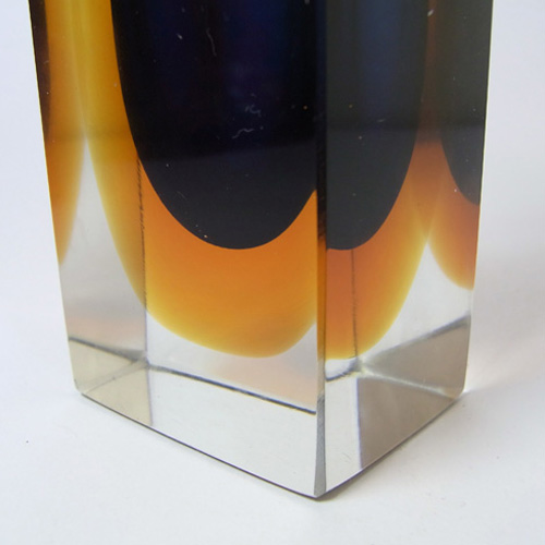 (image for) Murano/Sommerso Faceted Blue Glass Block Vase - Click Image to Close