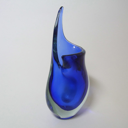 (image for) Murano/Sommerso 1950's Organic Blue Glass Vase - Click Image to Close