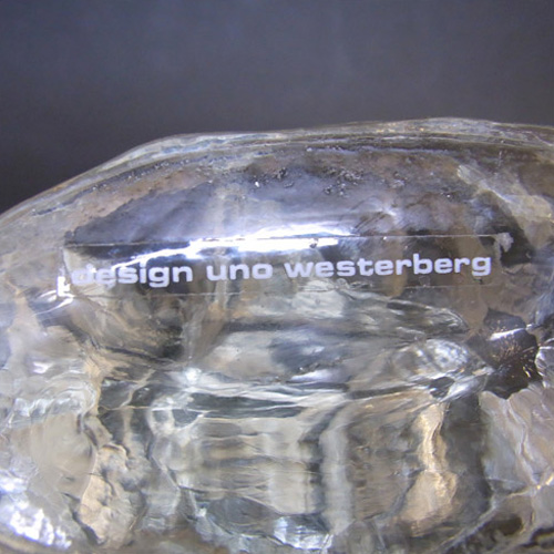 Pukeberg Glass Sailing Ship Paperweight - Labelled - Click Image to Close