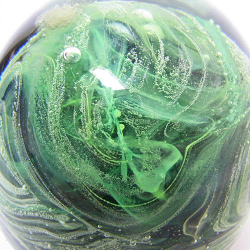 (image for) Kerry Glass Green & Black Paperweight - Labelled - Click Image to Close