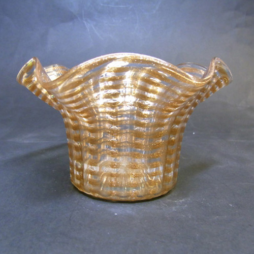 (image for) Murano Salviati Copper Aventurine Glass Bowl/Dish - Click Image to Close