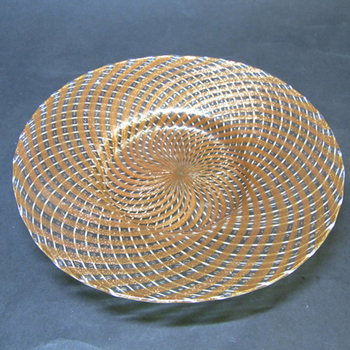 (image for) Salviati 1950s Copper Aventurine & Filigree Glass Plate - Click Image to Close