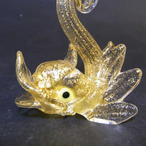 (image for) Salviati Murano Glass Gold Leaf Dolphin Place Holder - Click Image to Close
