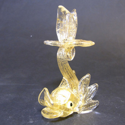 (image for) Salviati Murano Glass Gold Leaf Dolphin Place Holder - Click Image to Close