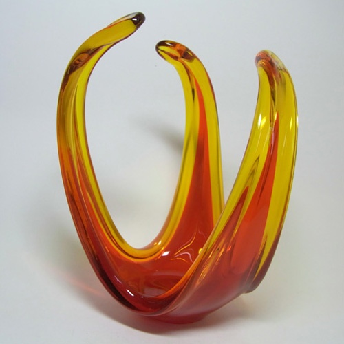 Viartec Murano Style Selenium Red & Orange Spanish Glass Sculpture - Click Image to Close