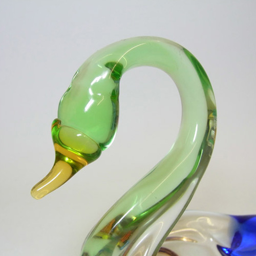 Bohemian Mstisov Glass Swan Sculpture - Frantisek Zemek - Click Image to Close
