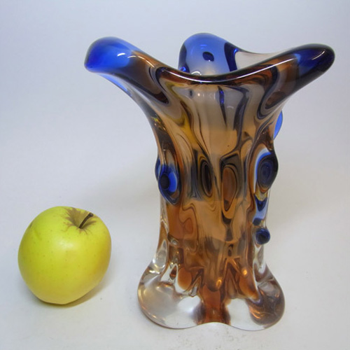 Mstisov/Moser Czech Pink & Blue Glass Organic Vase - Click Image to Close