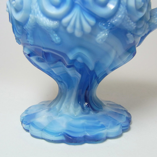 Davidson 1890s Victorian Blue Malachite/Slag Glass Jug - Click Image to Close