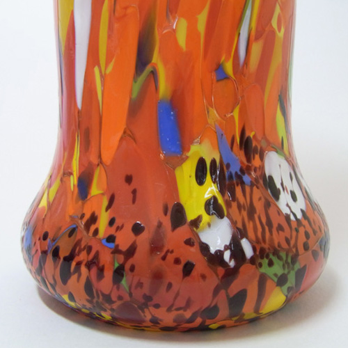 (image for) Bohemian Multicoloured Spatter/Splatter Glass Vase 1930 - Click Image to Close