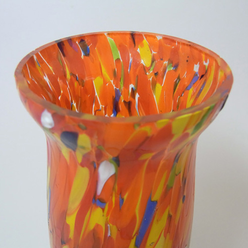 Bohemian Multicoloured Spatter/Splatter Glass Vase 1930 - Click Image to Close