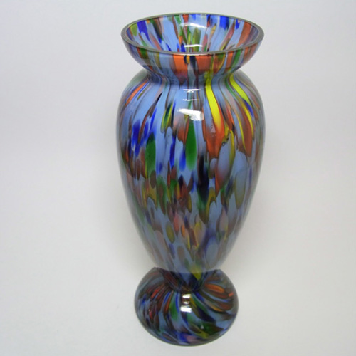 Large 1930's Bohemian Multicoloured Spatter Glass Vase - Click Image to Close