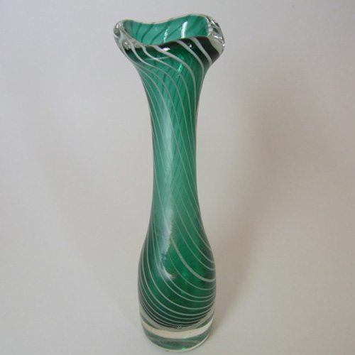 (image for) Scandinavian Green & White Spiral Cased Glass Vase - Click Image to Close