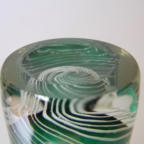 Scandinavian Green & White Spiral Cased Glass Vase - Click Image to Close