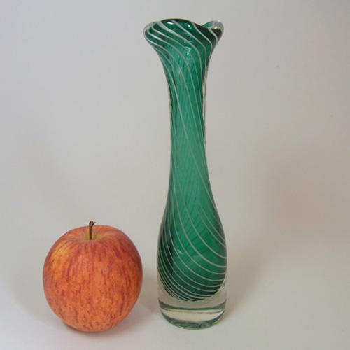 (image for) Scandinavian Green & White Spiral Cased Glass Vase - Click Image to Close