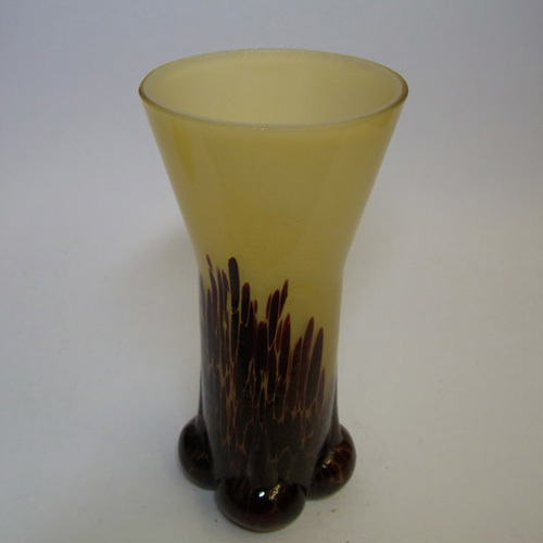 1930's Bohemian Brown/Beige Spatter Glass Vase - Click Image to Close