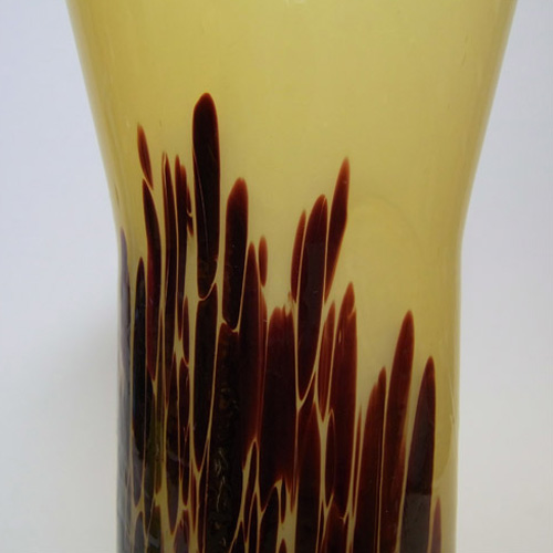 1930's Bohemian Brown/Beige Spatter Glass Vase - Click Image to Close