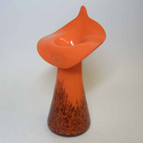 (image for) Czech Orange & Brown Glass Jack-in-the-Pulpit Vase - Click Image to Close