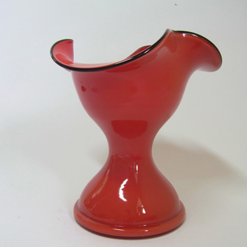1930's Bohemian Retro Red & Black Tango Glass Vase - Click Image to Close