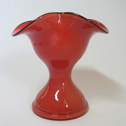 (image for) 1930's Bohemian Retro Red & Black Tango Glass Vase - Click Image to Close