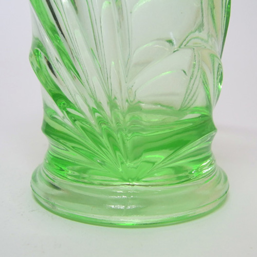 Bagley #3153 Art Deco Uranium Green Glass 'Osprey' Vase - Click Image to Close