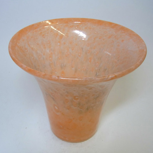 Nazeing Clouded Pink/Peach Bubble Glass Freeform Vase - Click Image to Close