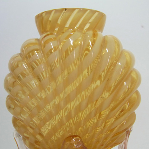 (image for) Welz Victorian Czech Yellow/Pink Striped Glass Vase - Click Image to Close