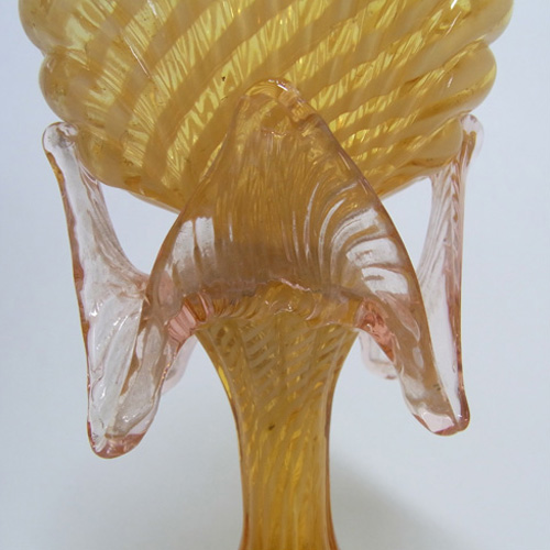 Welz Victorian Czech Yellow/Pink Striped Glass Vase - Click Image to Close