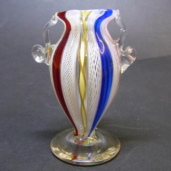 Murano Latticino/Zanfirico & Aventurine Glass Vase