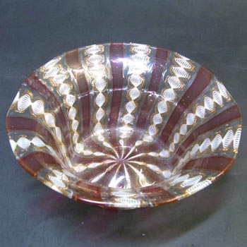 Salviati Zanfirico & Aventurine Red Glass Bowl