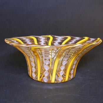 Salviati Latticino/Zanfirico & Aventurine Glass Bowl