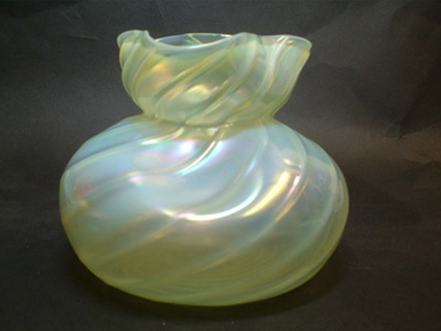 Art Nouveau Iridescent / Opalescent / Uranium Glass Vase