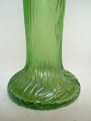 Art Nouveau 1900's Iridescent Uranium Green Glass Vase