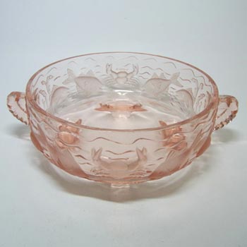 Bagley #3000 Art Deco Pink Glass 'Marine' Bowl