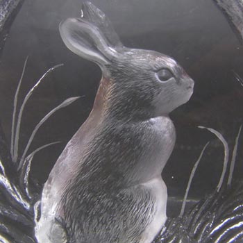 Mats Jonasson #3281 Glass Paperweight Rabbit Sculpture Signed