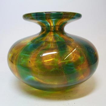 Mdina Maltese Blue & Brown Striped Glass Vase - Signed