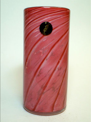 (image for) Mtarfa Signed Pink & White Spiralled Glass Vase - Malta